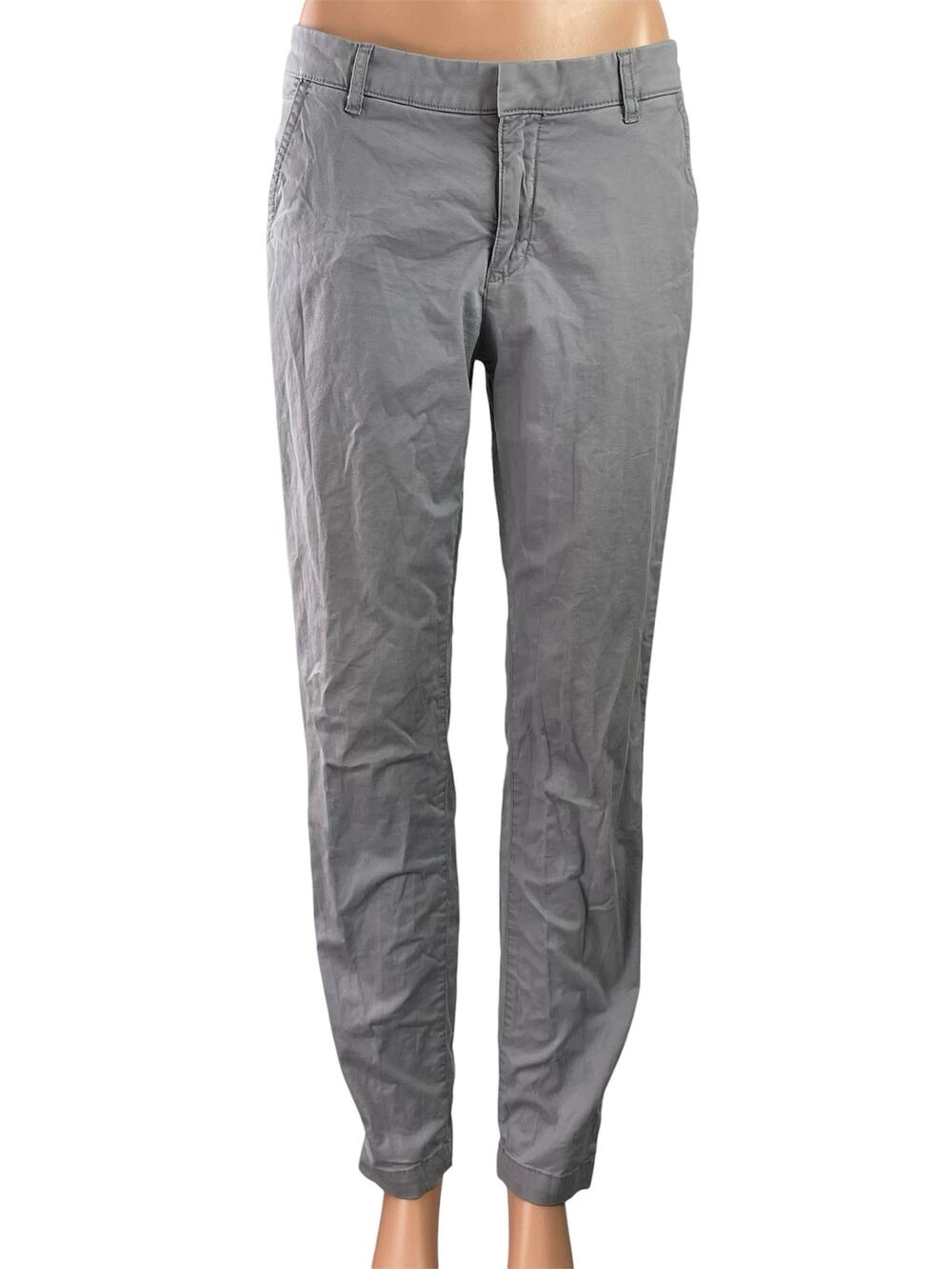 H&M LOGG Black Gray Mid Rise Slim Fit Straight Leg Chino Khaki Trouser Pants 6